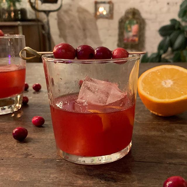 Cranberry sauce replaces the sugar cube or simple syrup in a traditional Old Fashioned to make this festive spirit-forward cocktail to brighten up the holidays. . Cranberry Old Fashioned 2 ounces Bulleit Bourbon 1 heaping tablespoon cranberry sauce 1 tablespoon fresh-squeezed orange juice 2 dashes Angostura bitters Ice Fresh cranberries and orange peel for garnish . Add bourbon, cranberry sauce, orange juice and bitters to a cocktail shaker. Add ice and shake to break up the cranberry sauce. Strain into a rocks glass over two large ice cubes. . Garnish with fresh cranberries and an orange peel. Serve. . For the cranberry sauce: 12 ounces cranberries 1 cup sugar 1/4 cup fresh-squeezed orange juice . Add orange juice, cranberries and sugar to a small saucepan. Stir over medium-high heat until sauce begins to bubble and cranberries pop. . Keep stirring and break up cranberries, smashing with the back of a wooden spoon. Turn down heat and simmer until all cranberries are broken up. Transfer to a glass bowl and let cool on the counter for about 30 minutes. Store in an airtight container in the refrigerator until ready to use. . . .