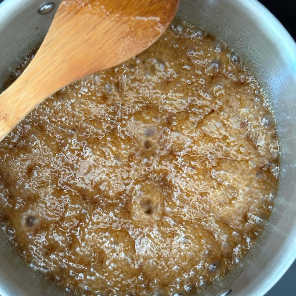 Caramel Boiling on Stovetop