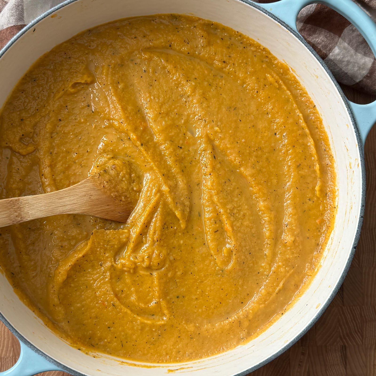 Blended Acorn Squash Soup in a Pot