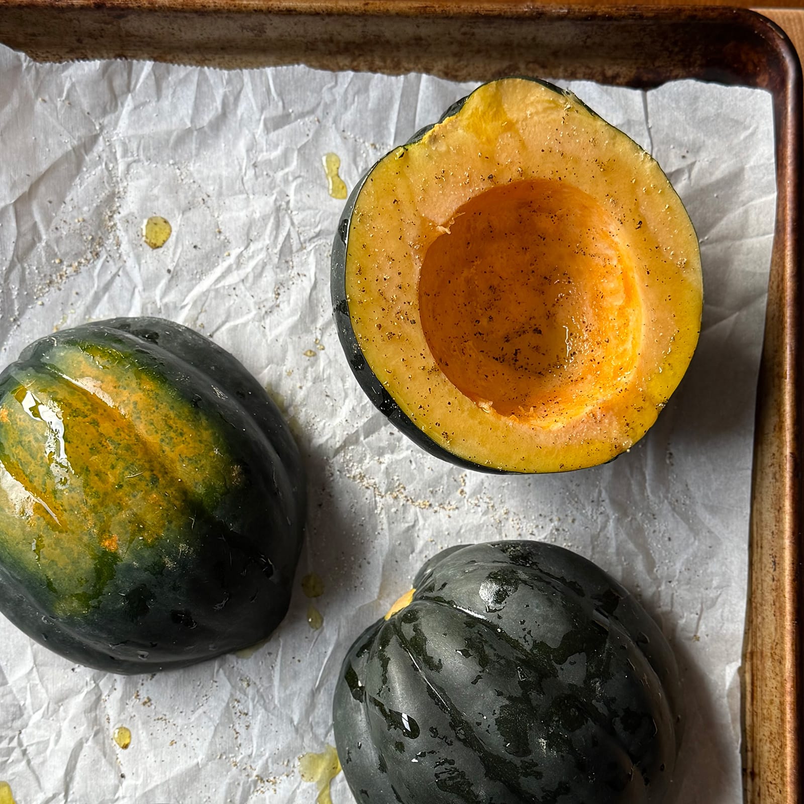 Cut Acorn Squash with Seasoning