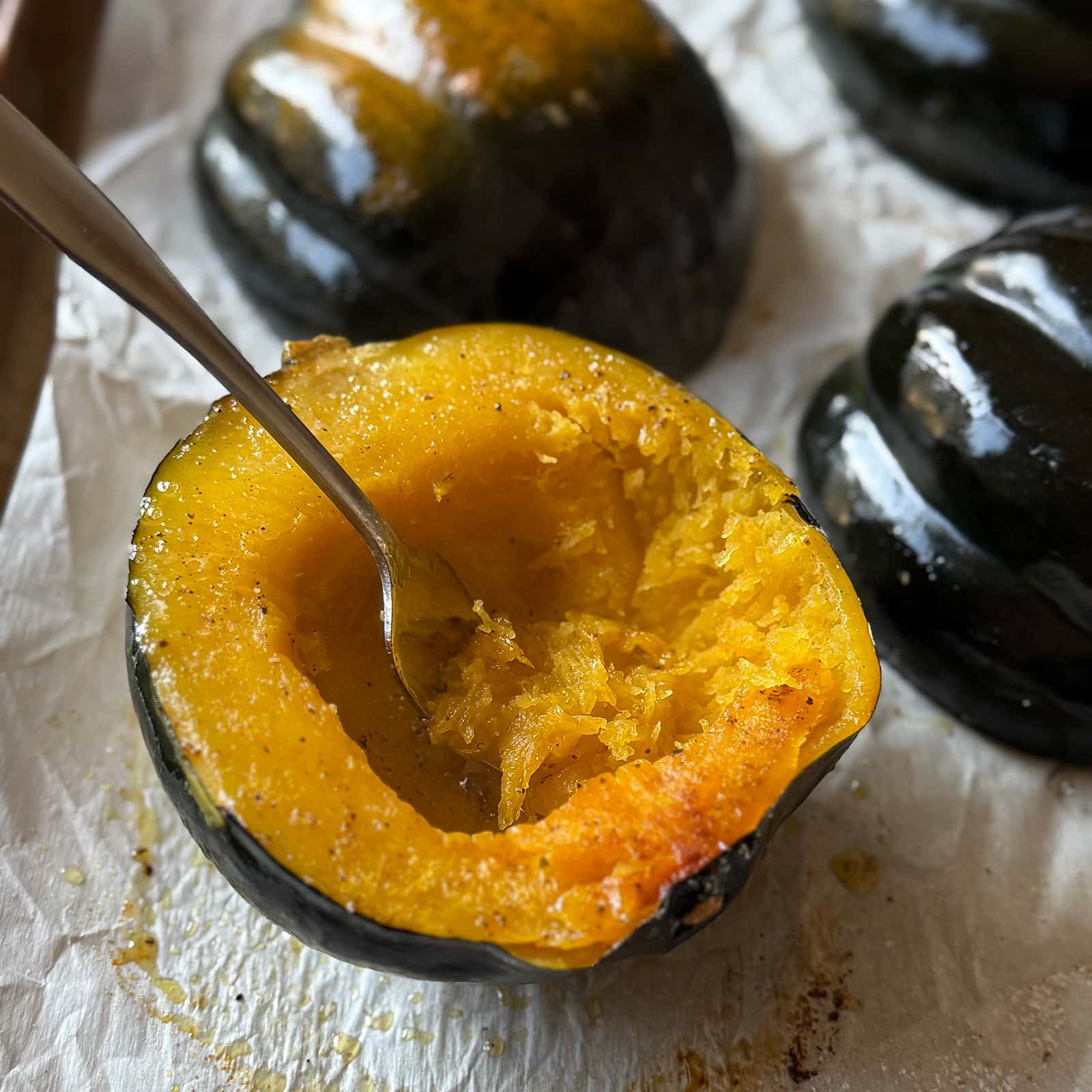 Roasted Acorn Squash with Fork