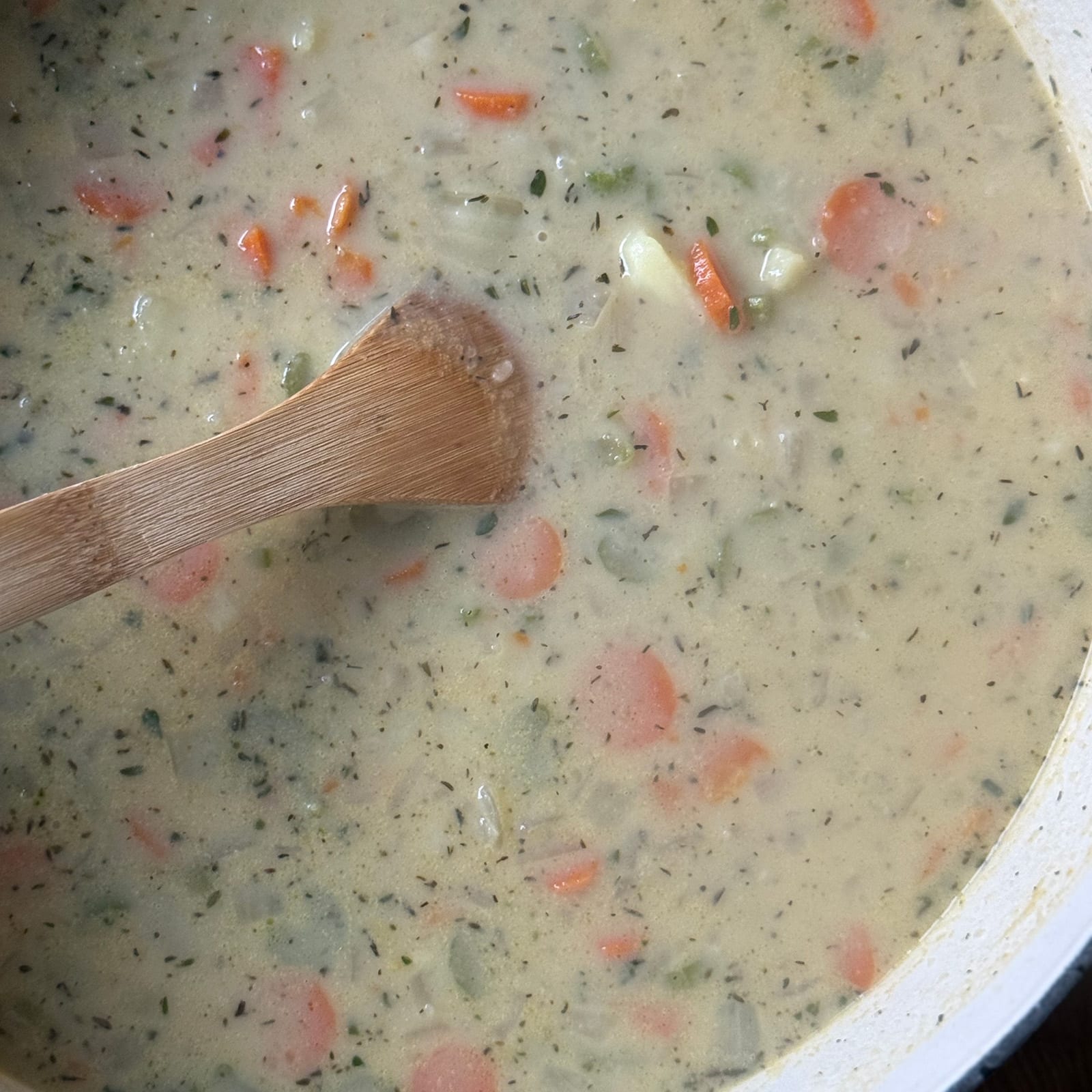Coconut Milk Added to Seafood Chowder for Creaminess