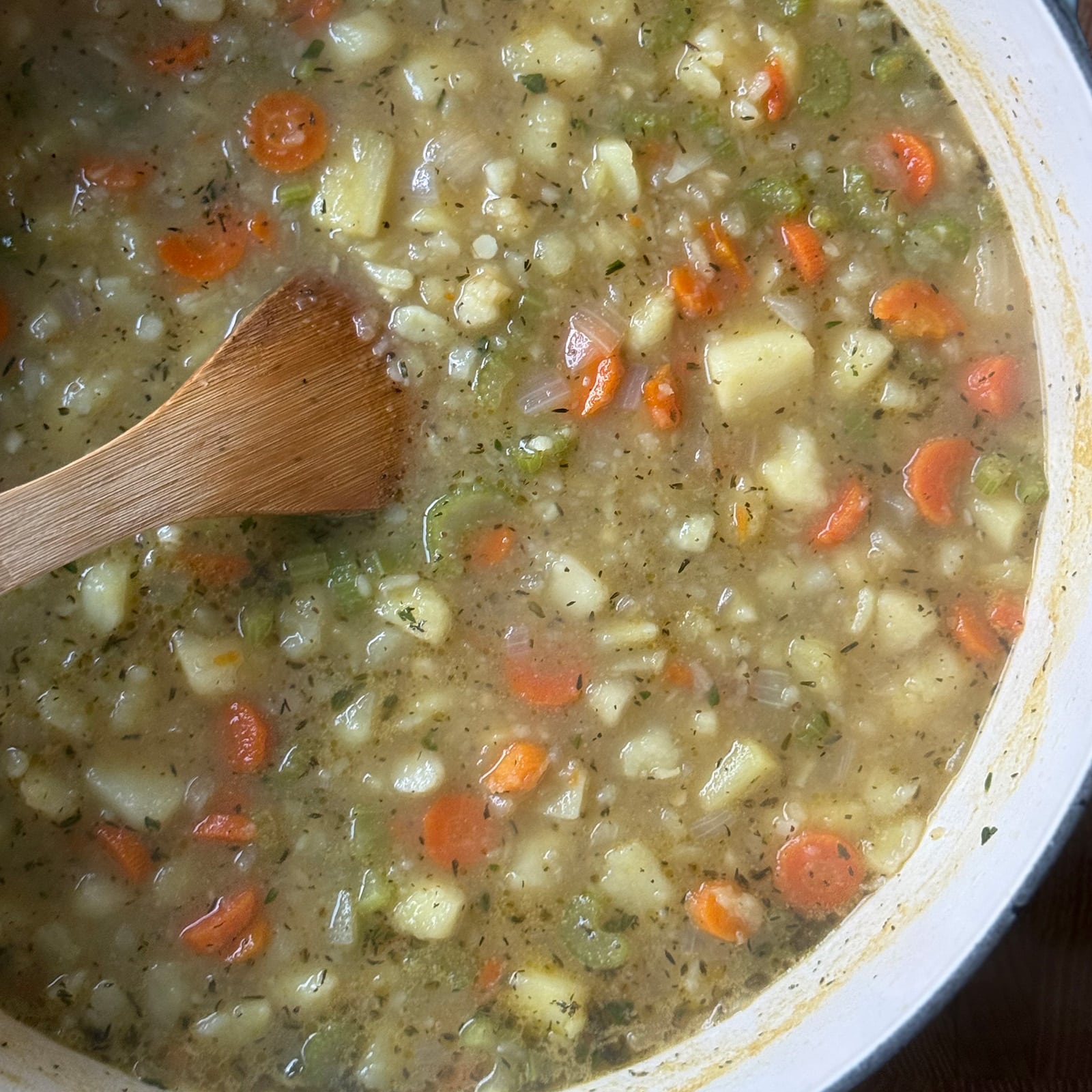 Partially Smashed Sweet Potato in Chowder