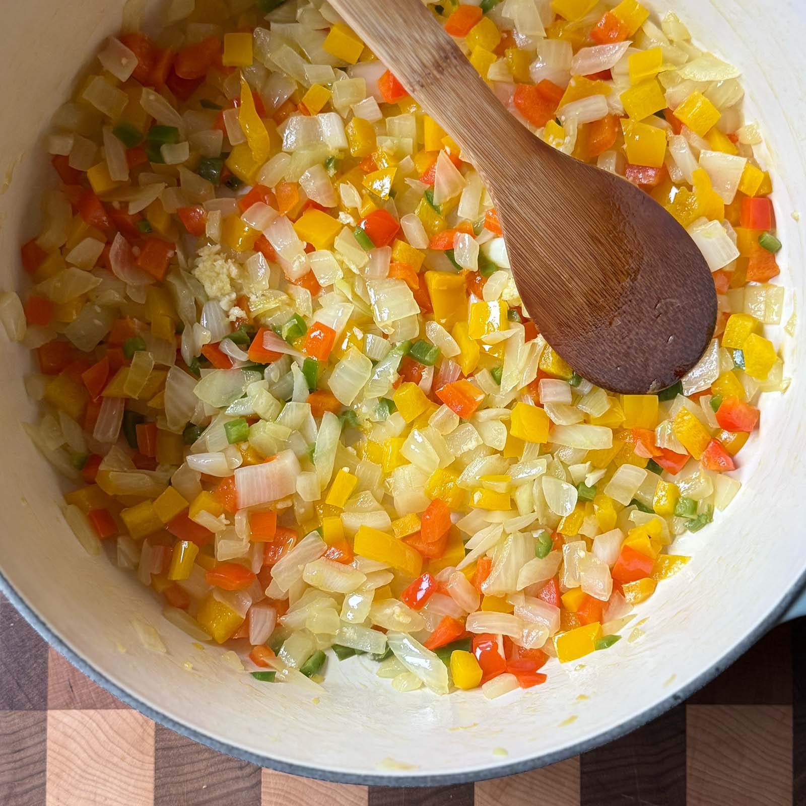 Step 1 Saute Onion and Peppers