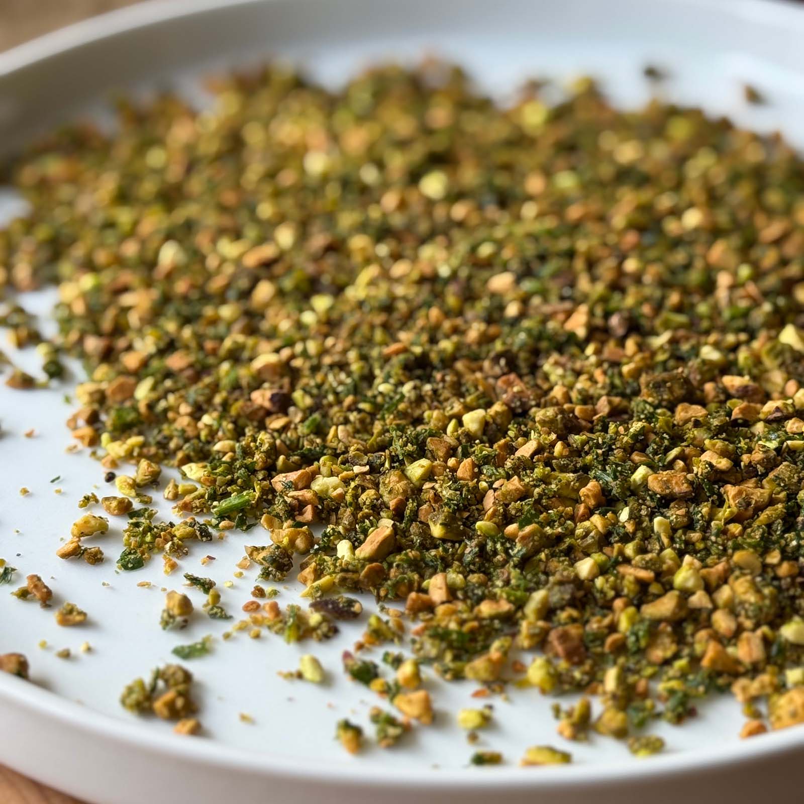 Chopped Pistachio and Herbs on a Plate