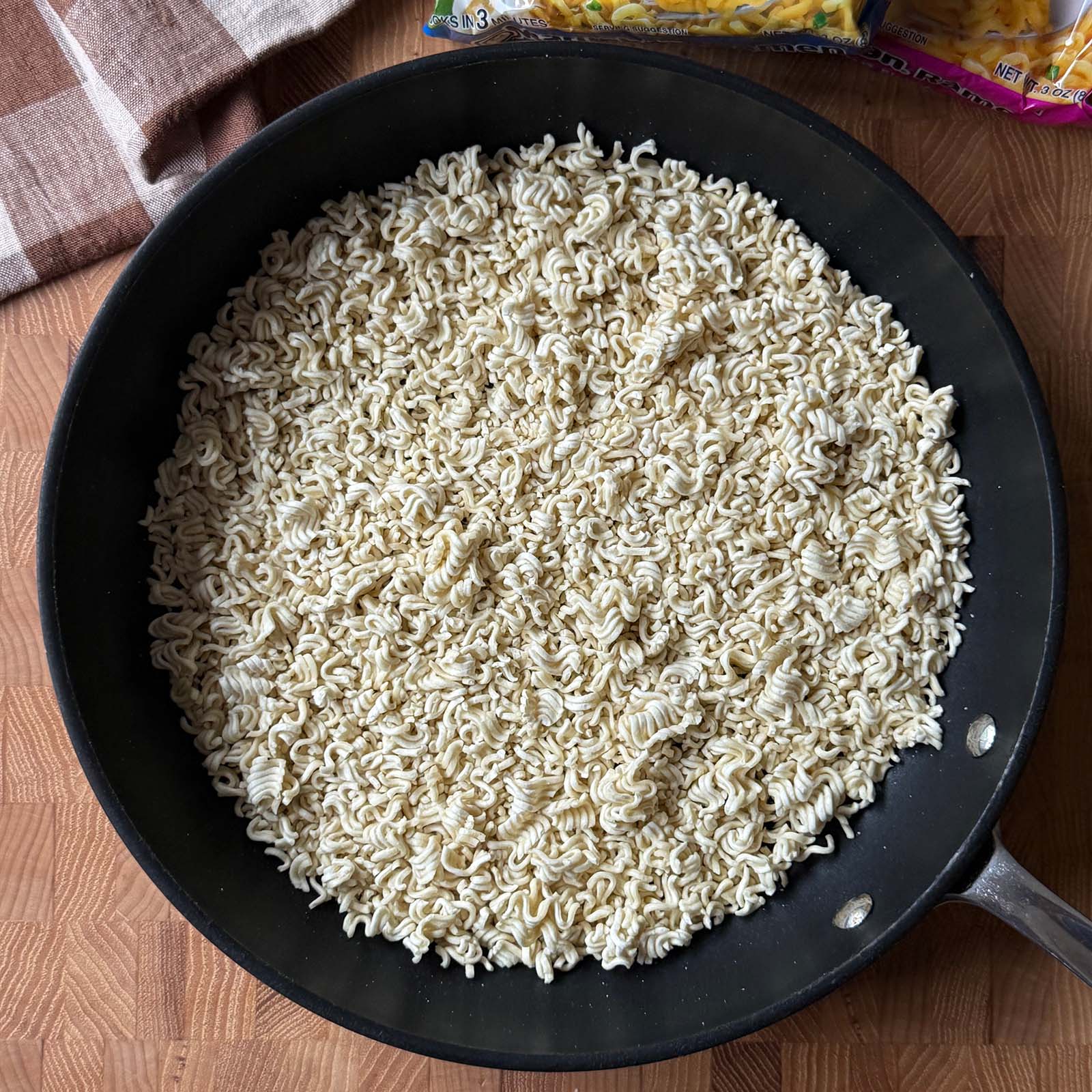 Toasted Ramen Noodles in a Skillet