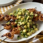 Grilled Shrimp Skewers with Pineapple, Cucumber & Avocado Salsa