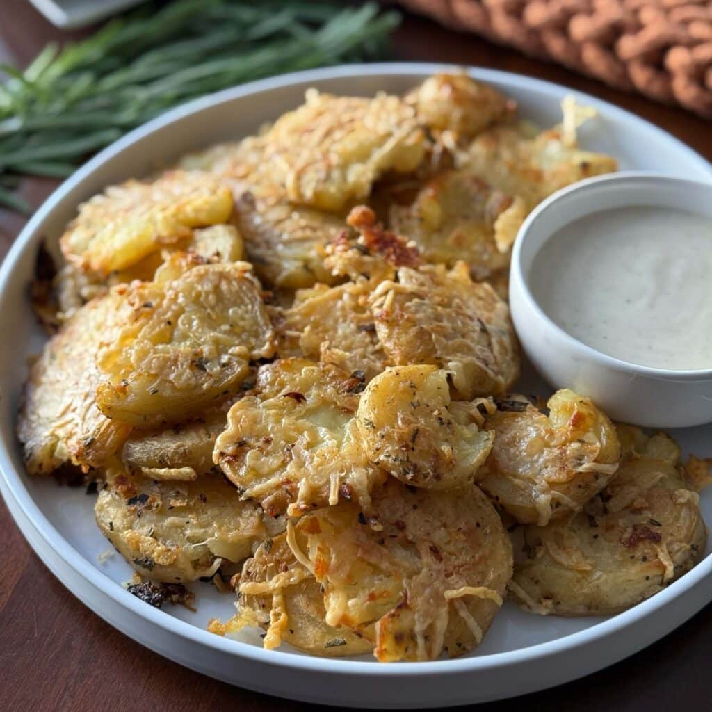 Parmesan Smashed Potatoes with Ranch