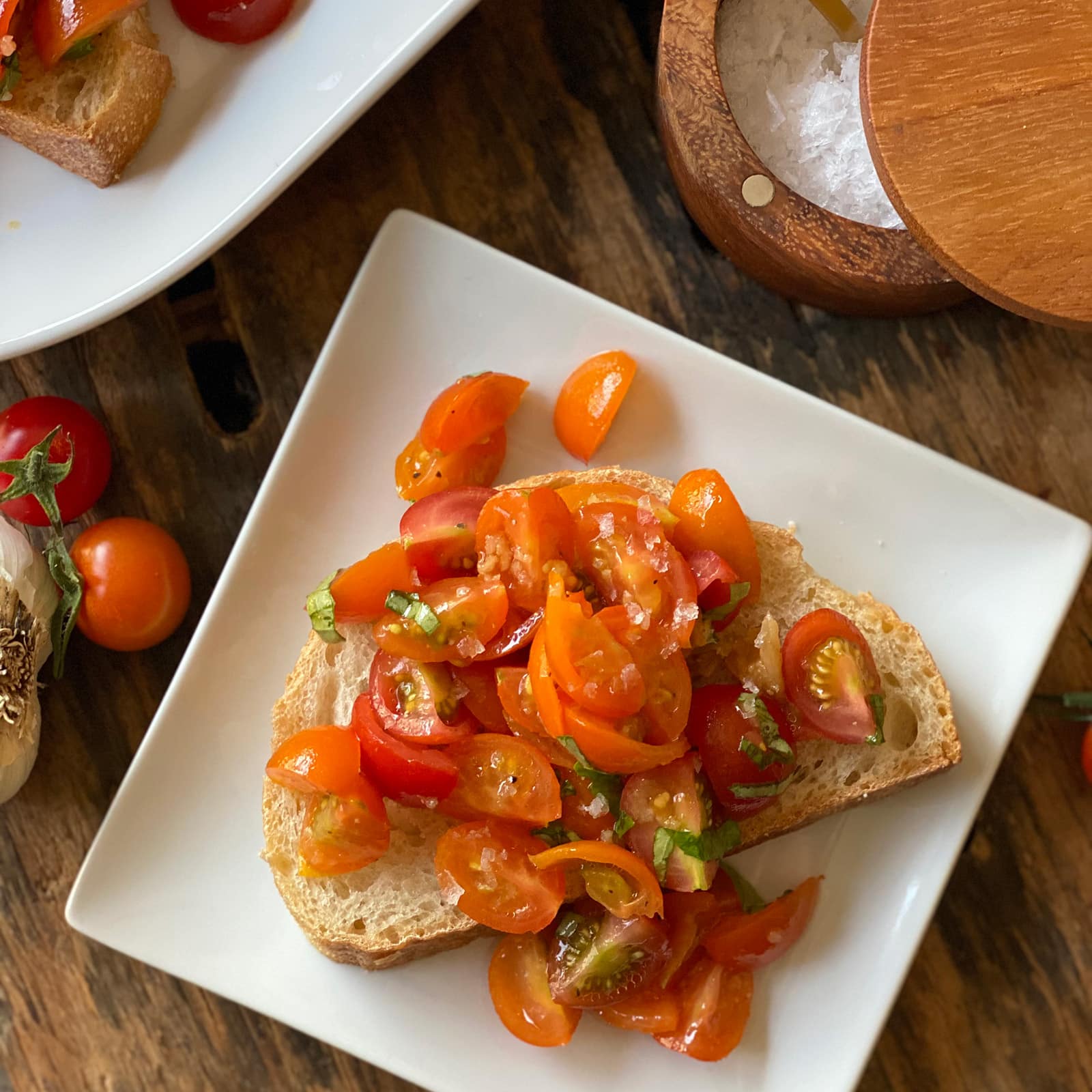Cherry Tomato Bruschetta on Plain Bread