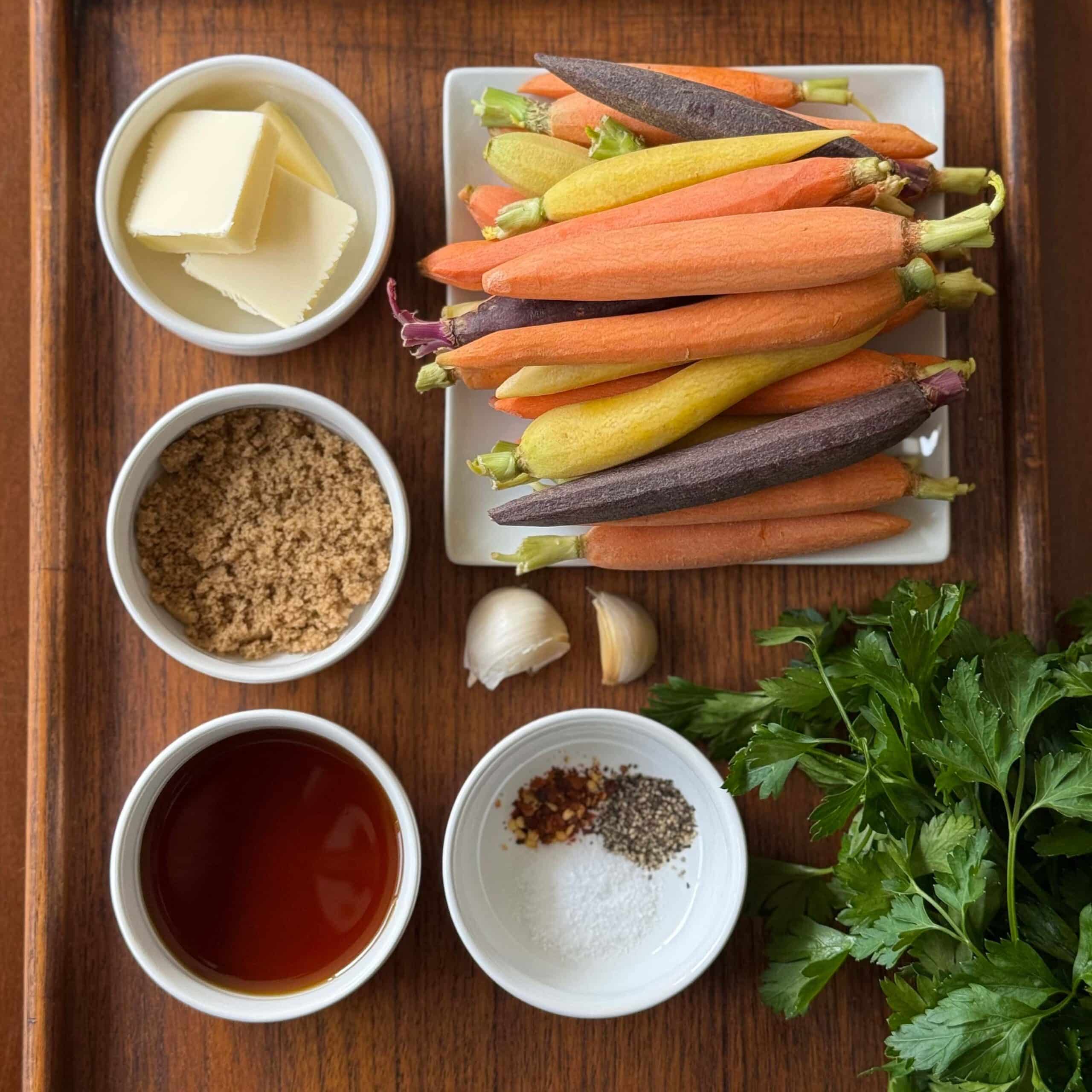 Ingredients for Glazed Maple Carrots