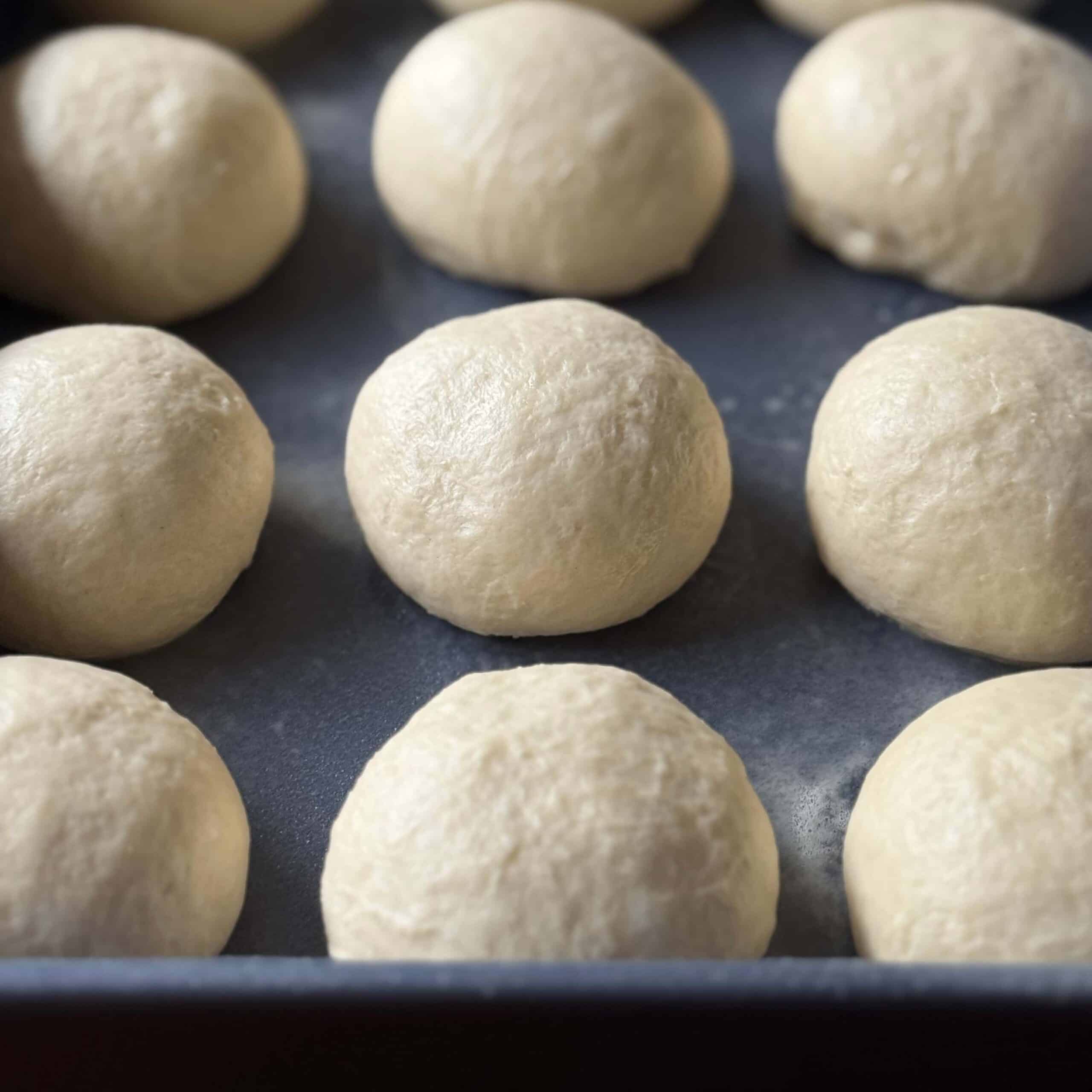 Yeast Dinner Rolls formed in pan