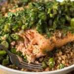 Salmon with Asparagus Pea Salad