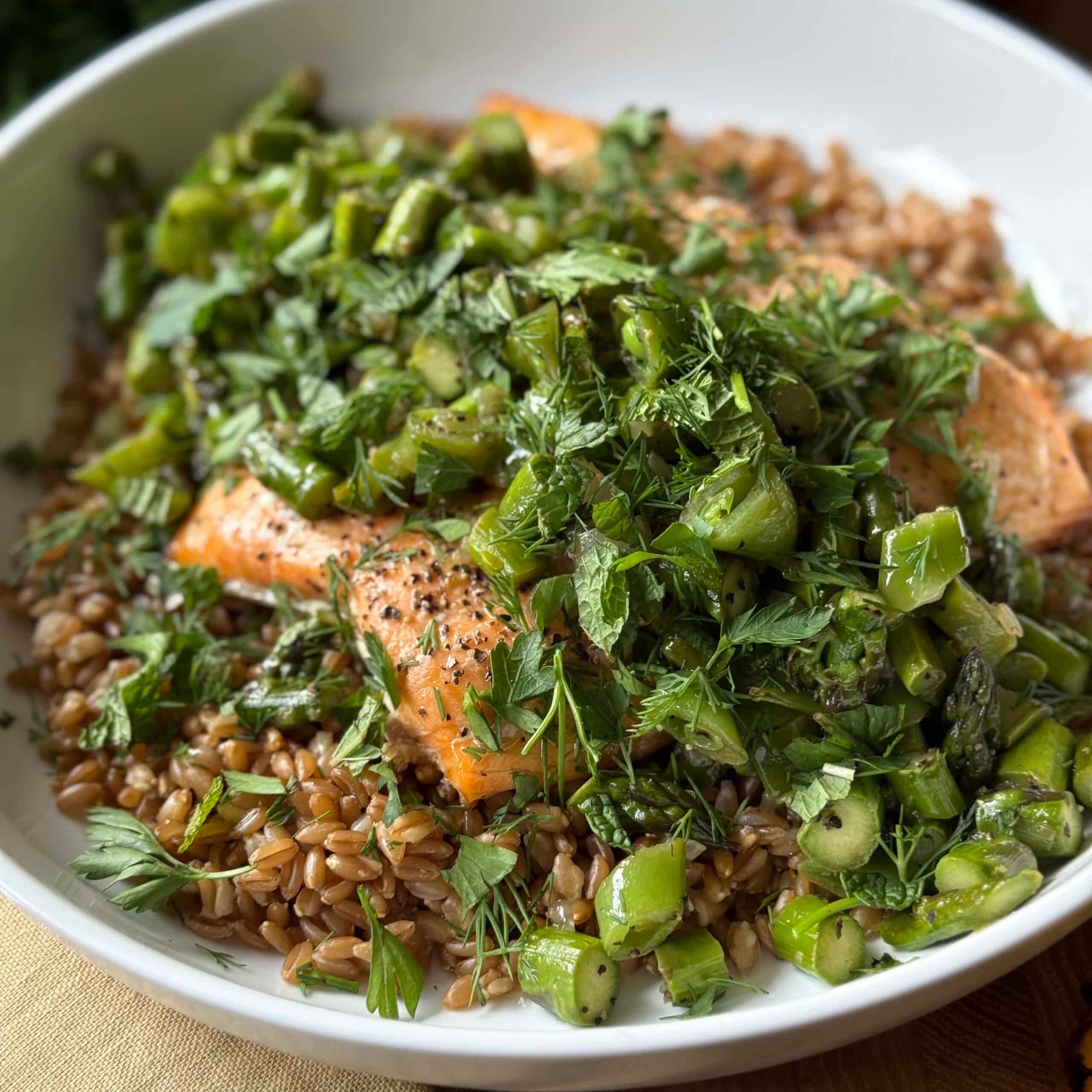 Salmon with Spring Asparagus and Snap Pea Salad