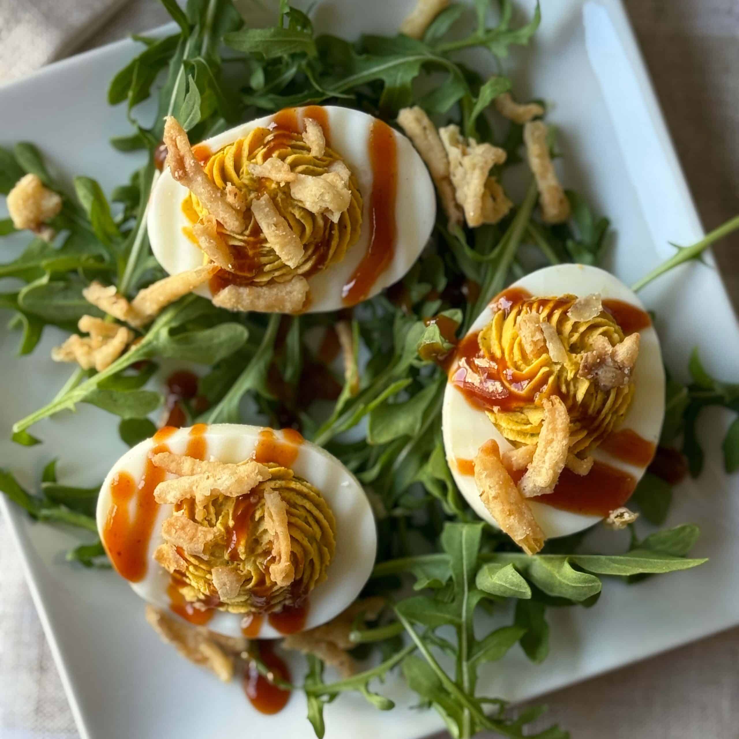 BBQ Ranch Deviled Eggs Top Down