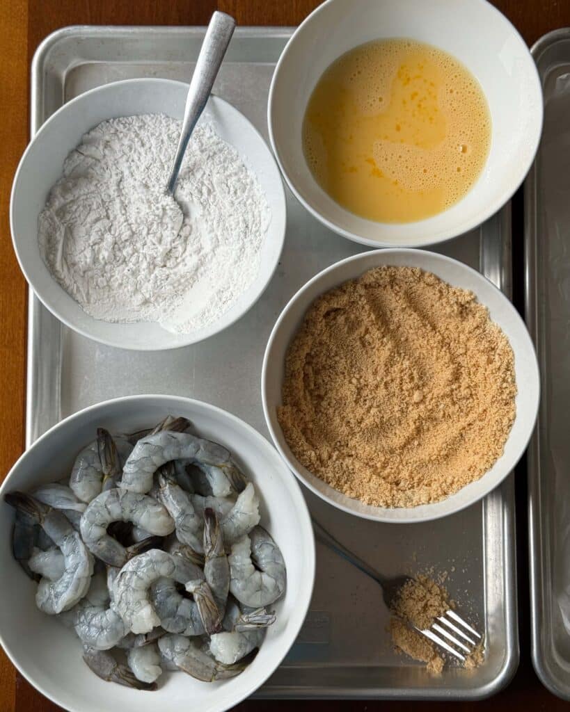 Breading Station for Crunchy Breaded Shrimp