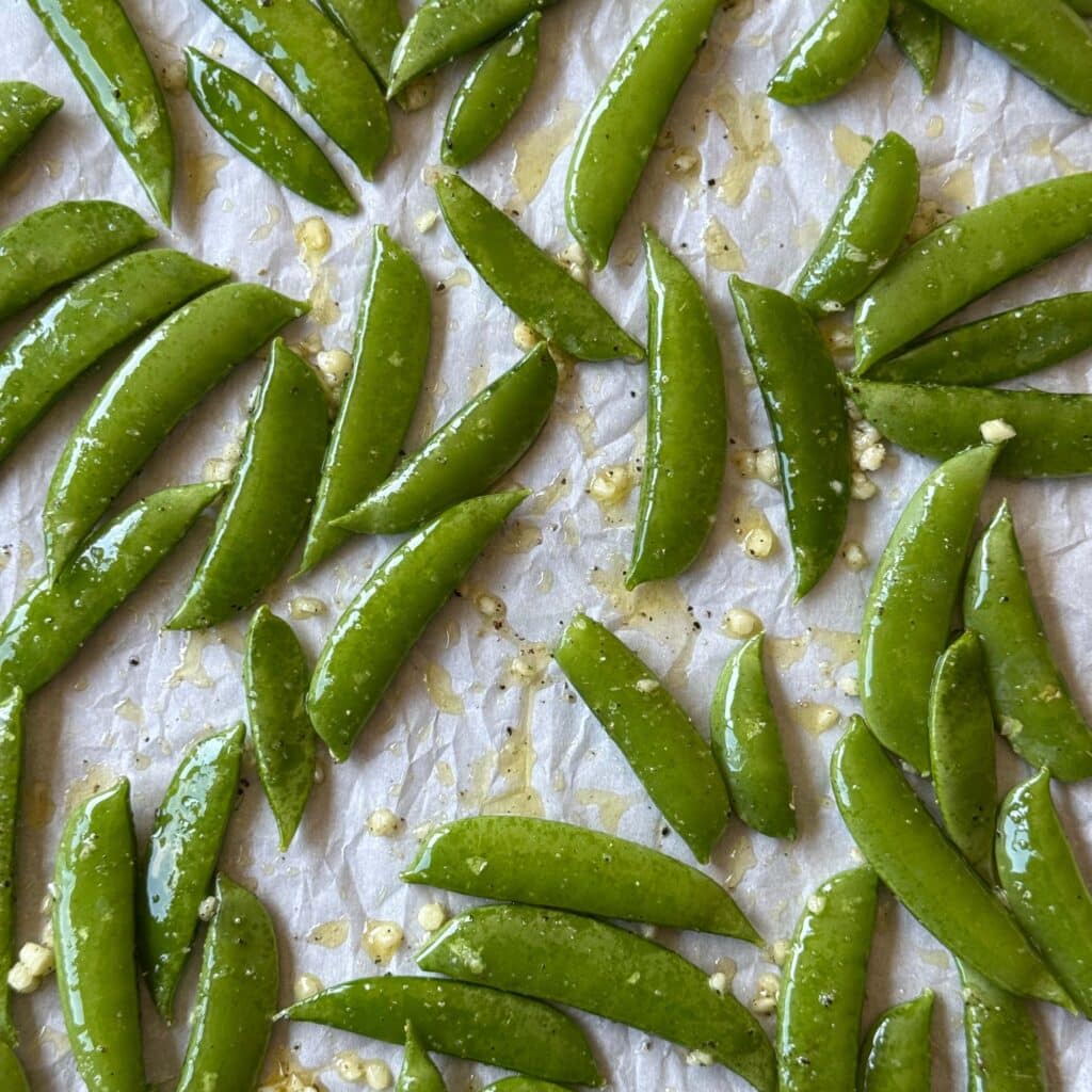 Sugar Snap Peas on a Sheet Pan
