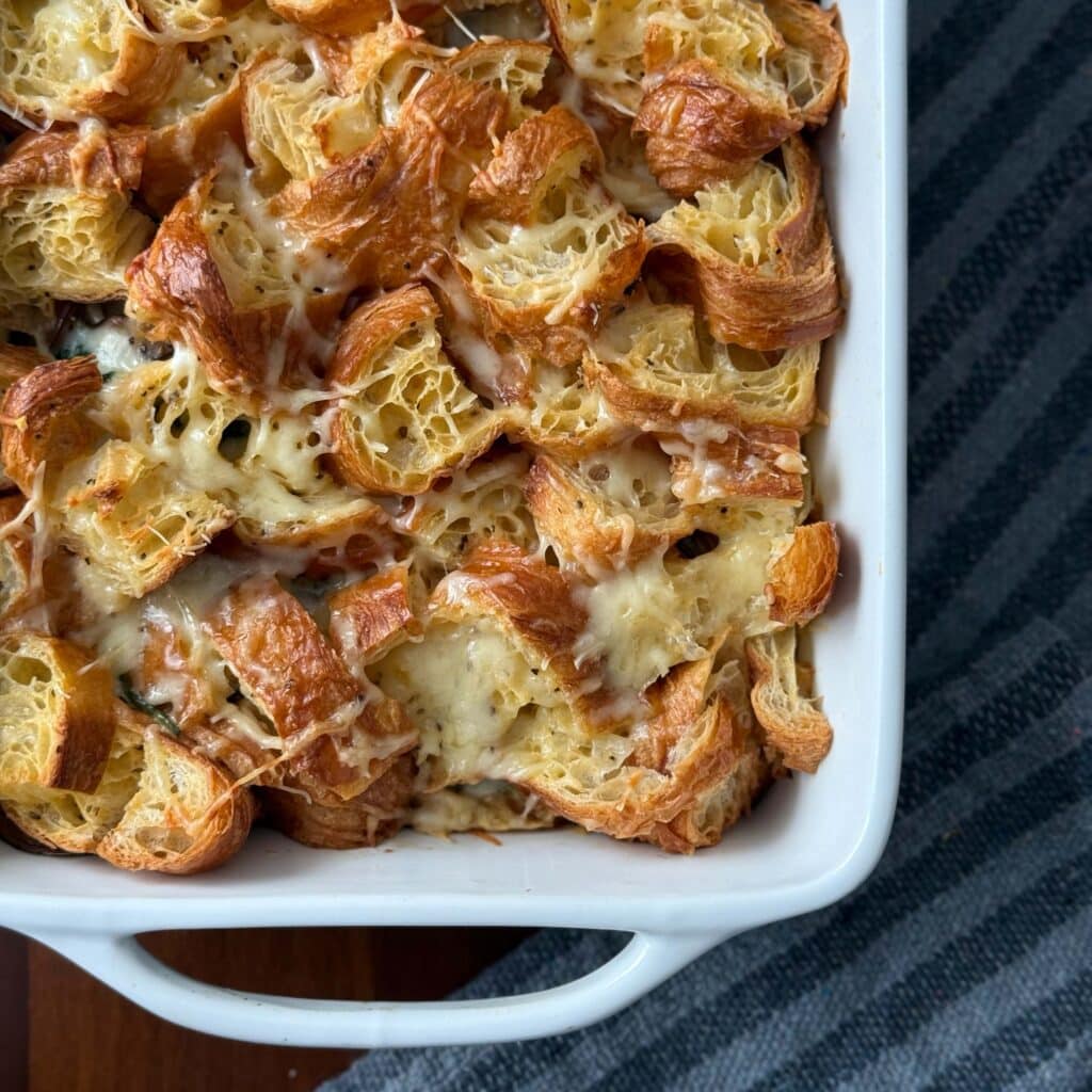 Croissant Breakfast Casserole Baked