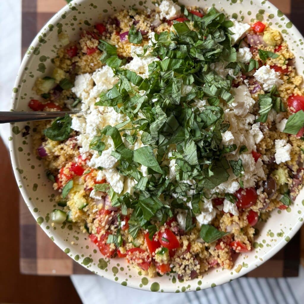 Mediterranean Couscous Salad with Basil and Feta