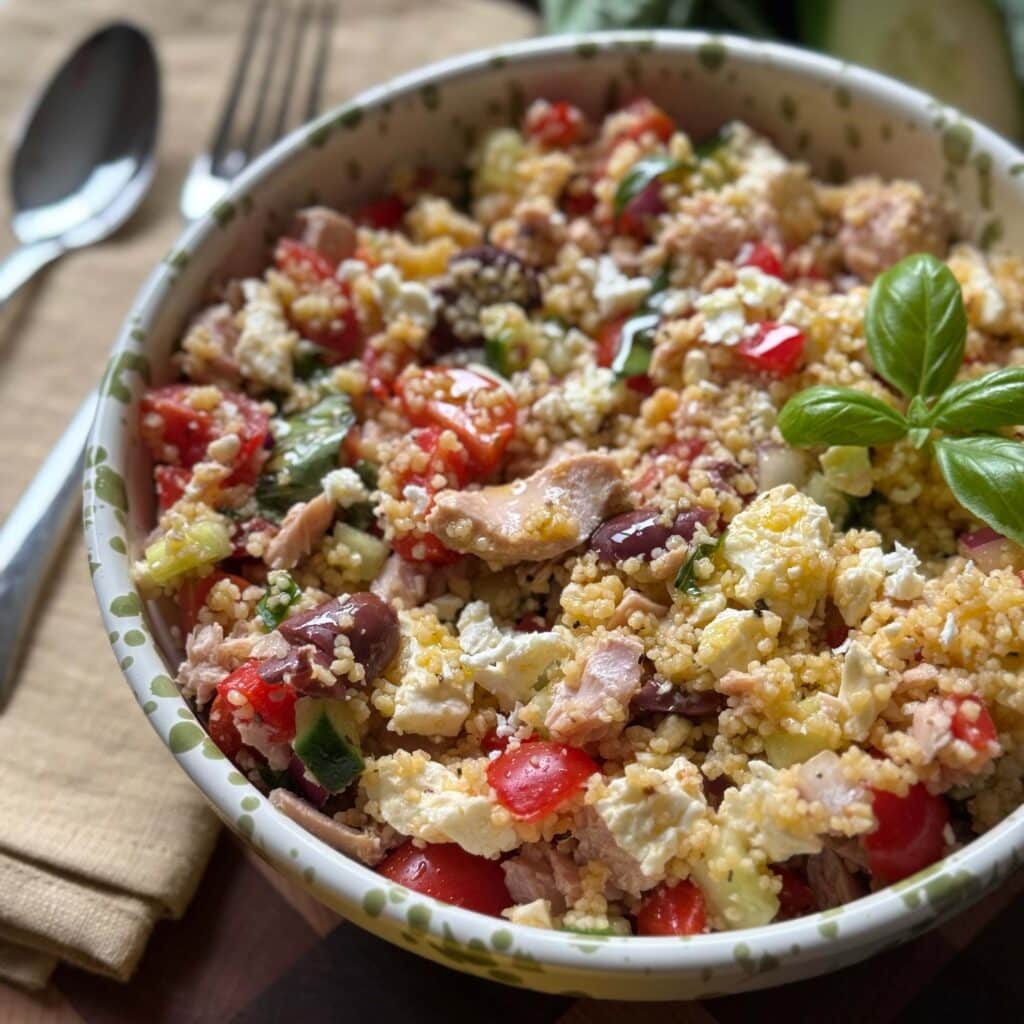 Mediterranean Couscous Salad with Tuna
