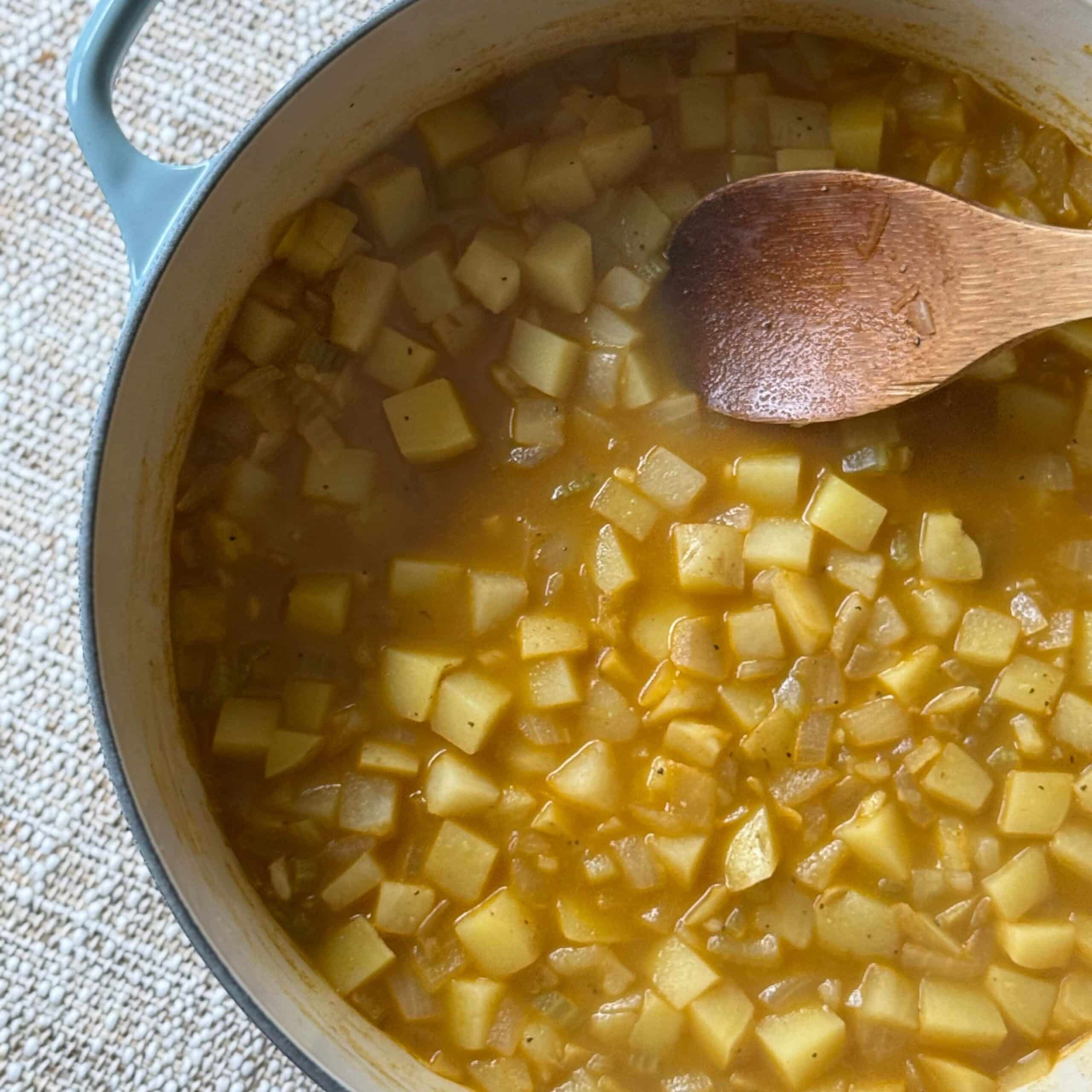 1 Cooked Potato Soup before Cream and Cheese are Added