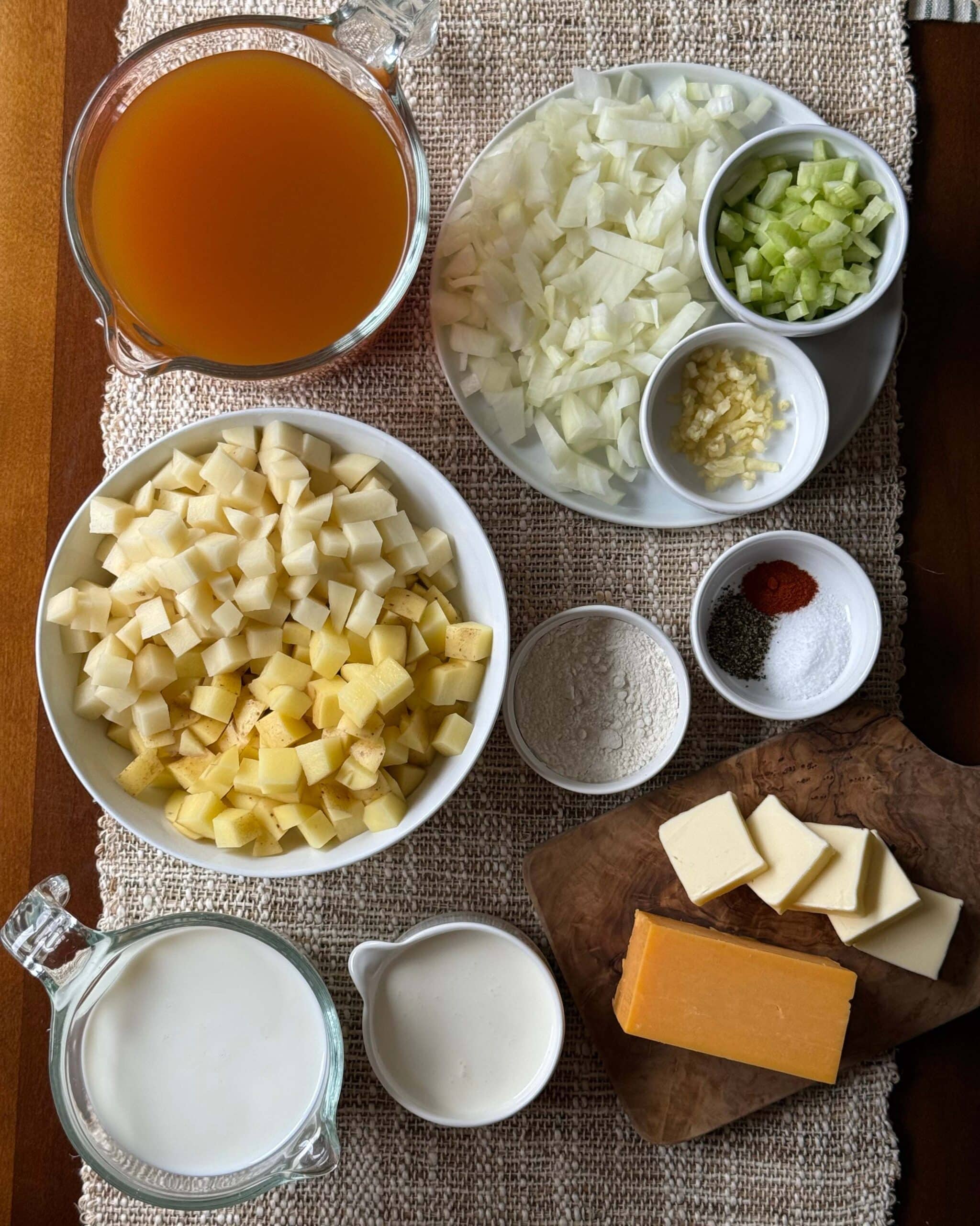 Ingredients for Cheesy Potato Soup