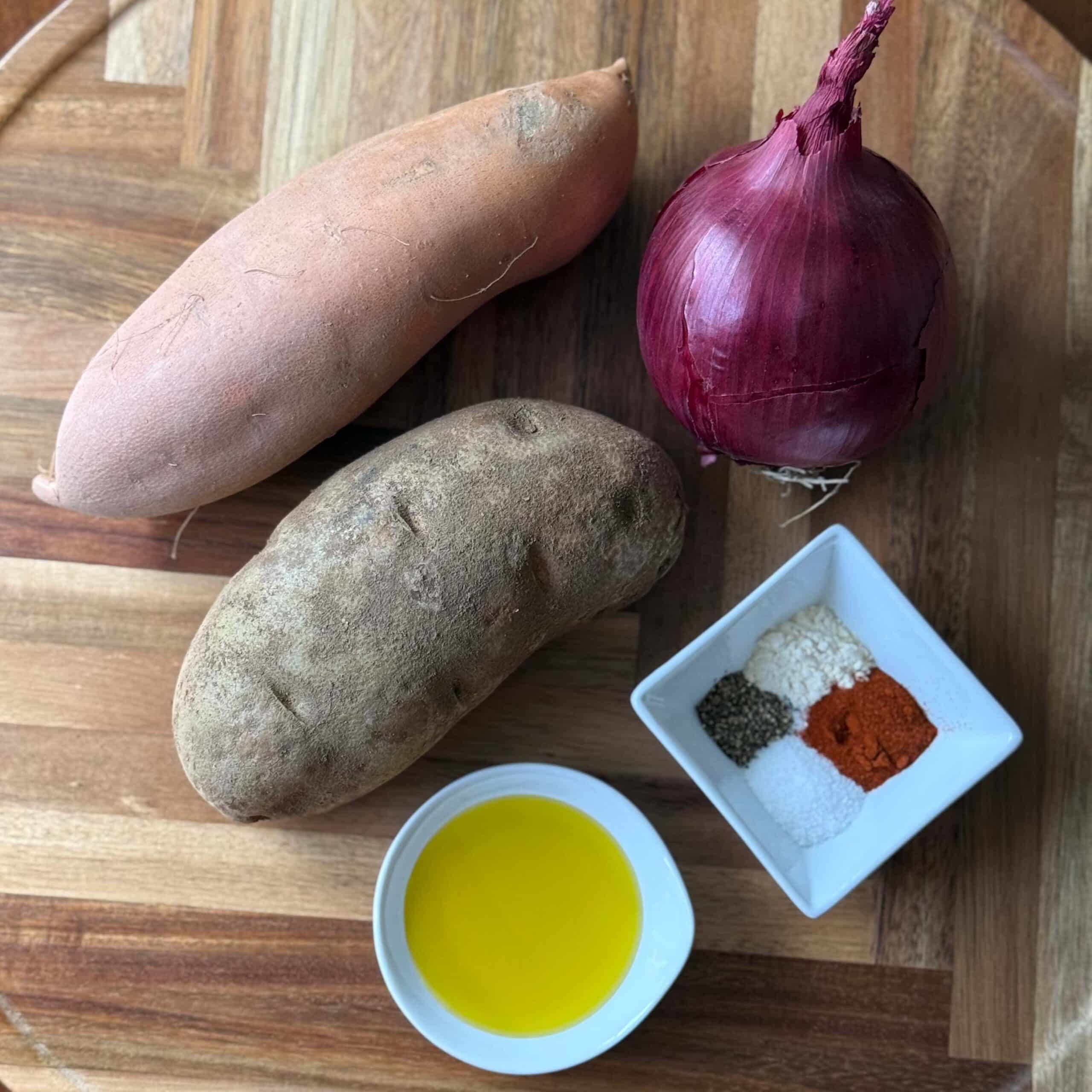 Ingredients for Sweet Potato and Potato Hash