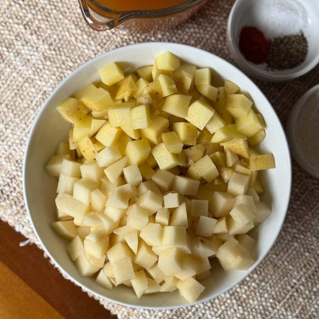diced potatoes for cheesy potato soup