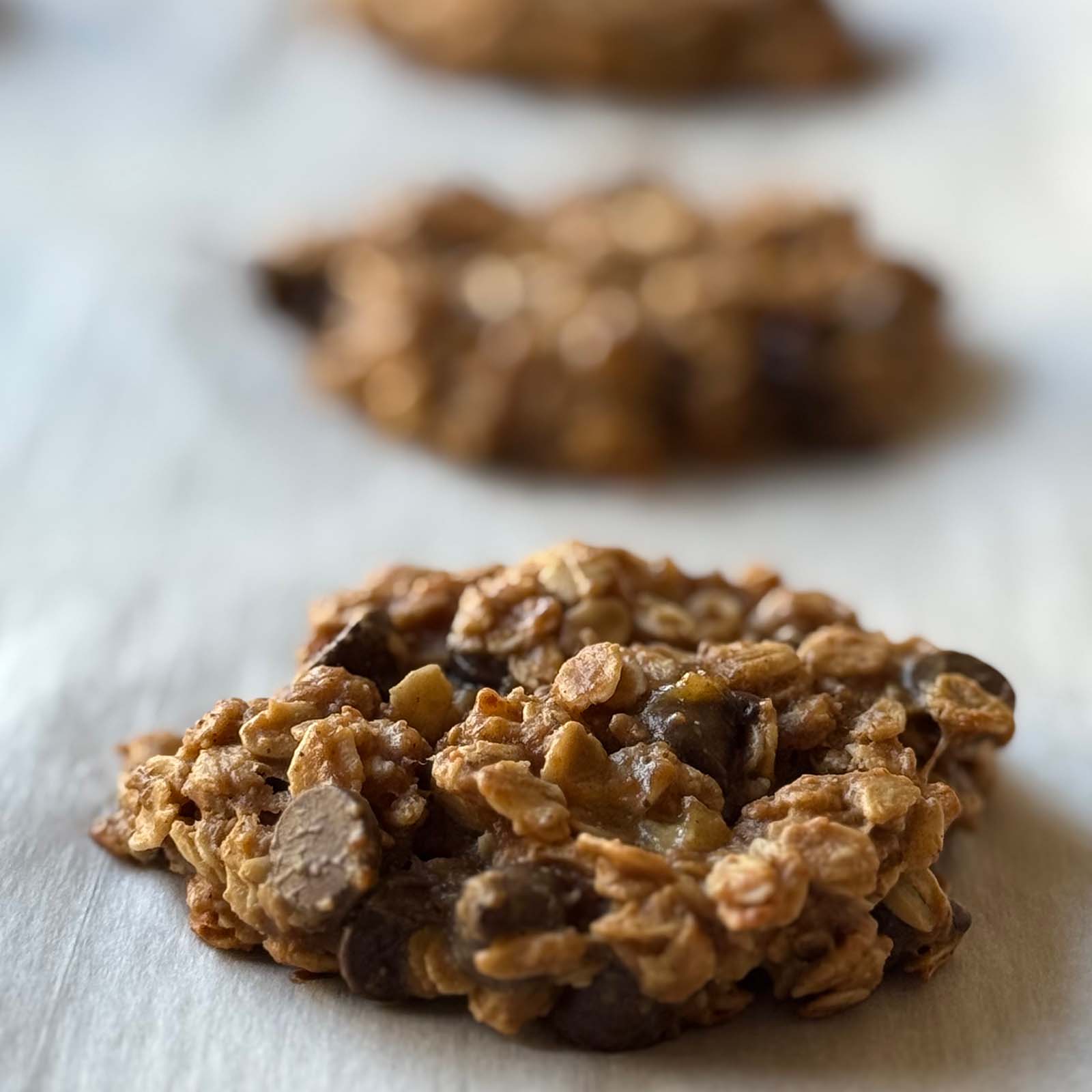 Peanut Butter Banana and Oat Cookies on Baking Tray