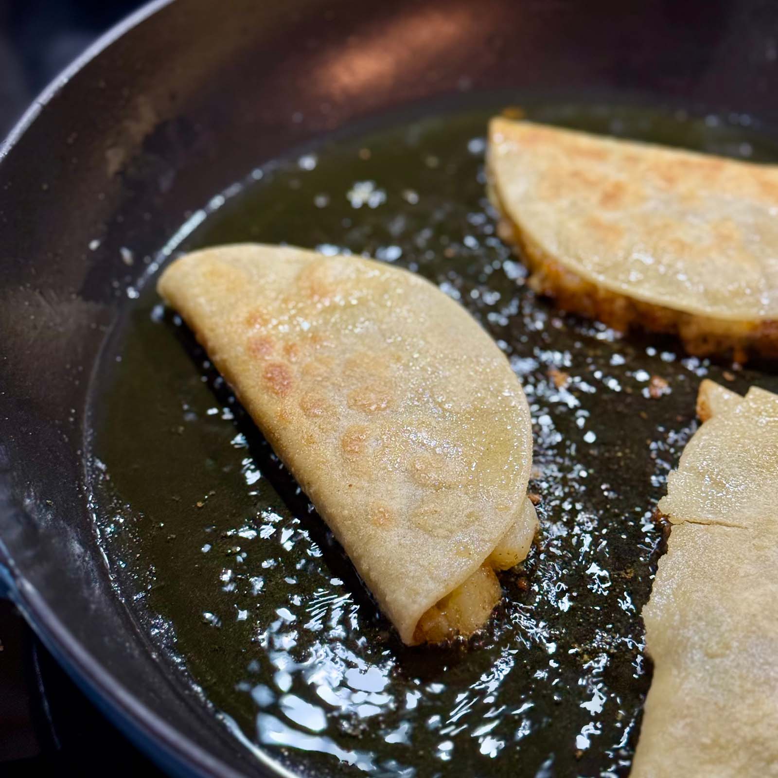Pan Frying Potato Tacos