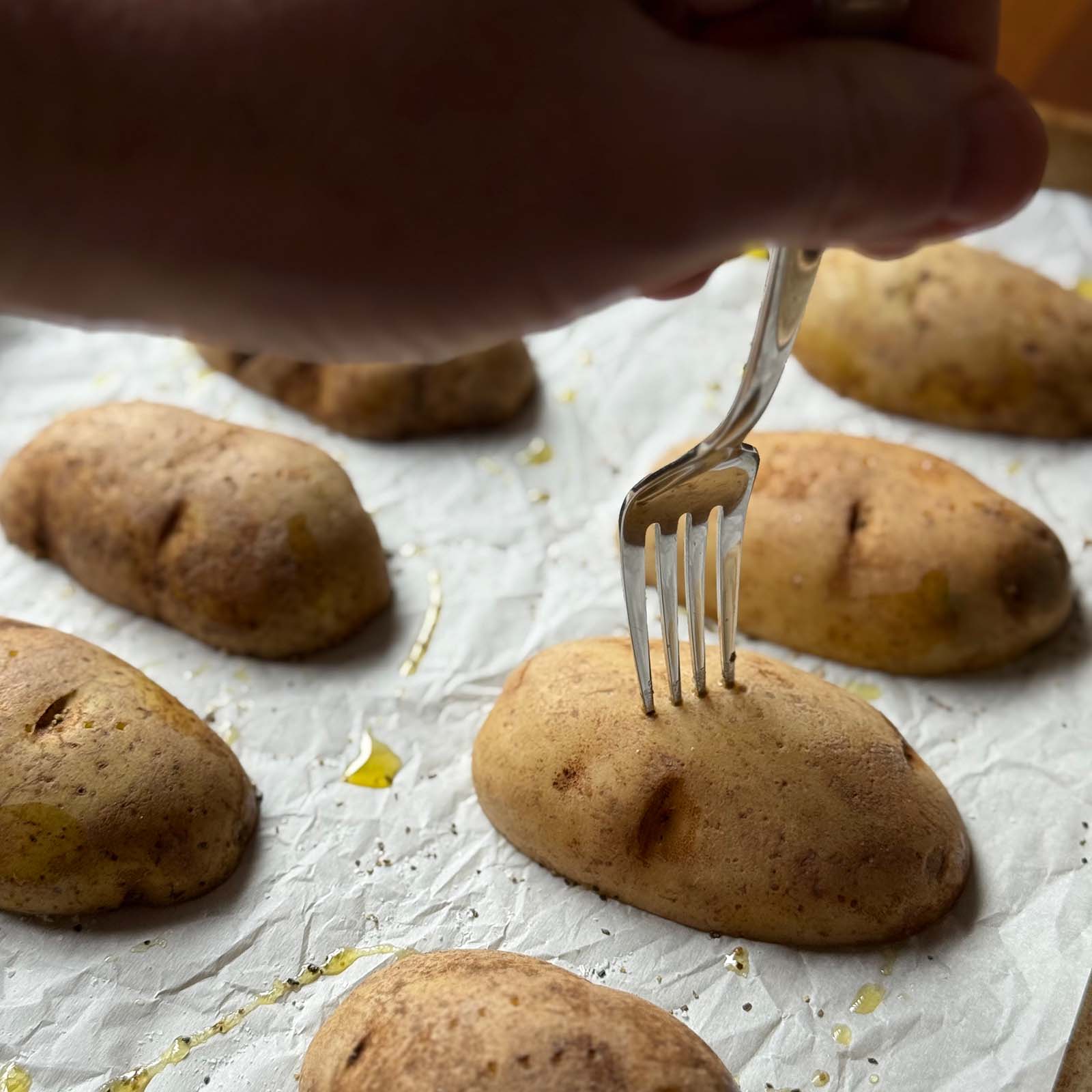 Prick Potato Skins with a Fork