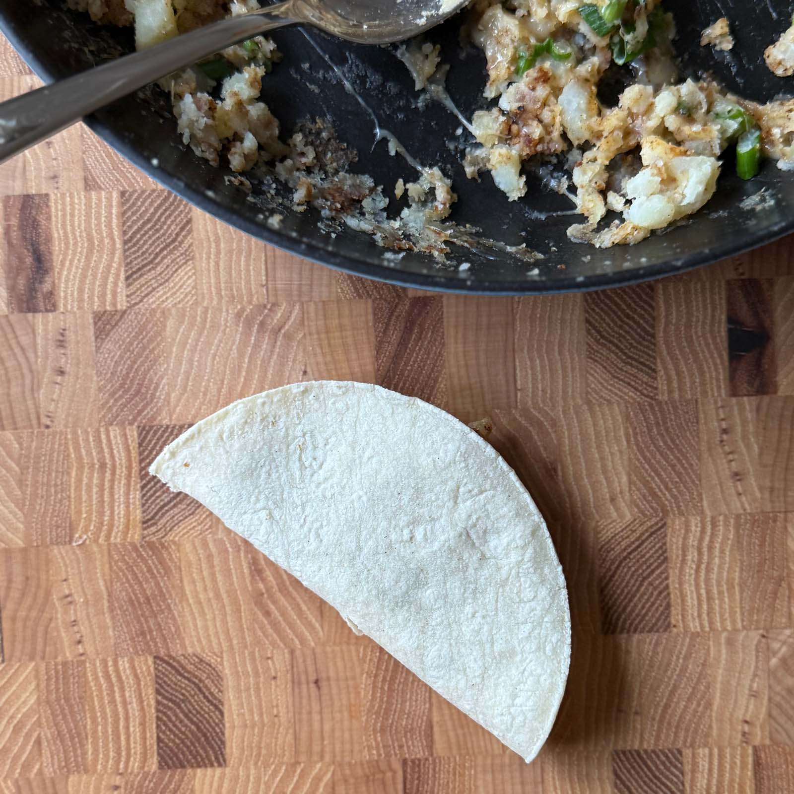 Stuffed Potato Taco folded in Half