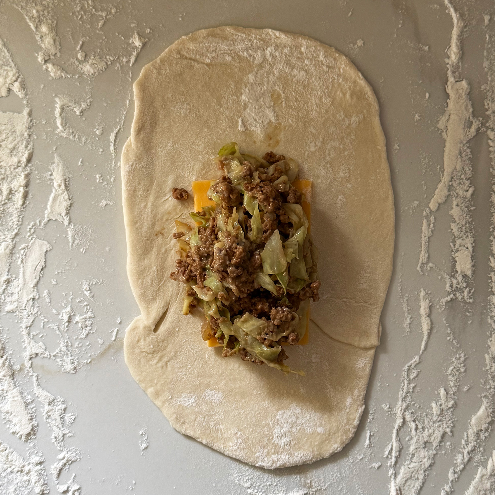 Runza Filling on Dough