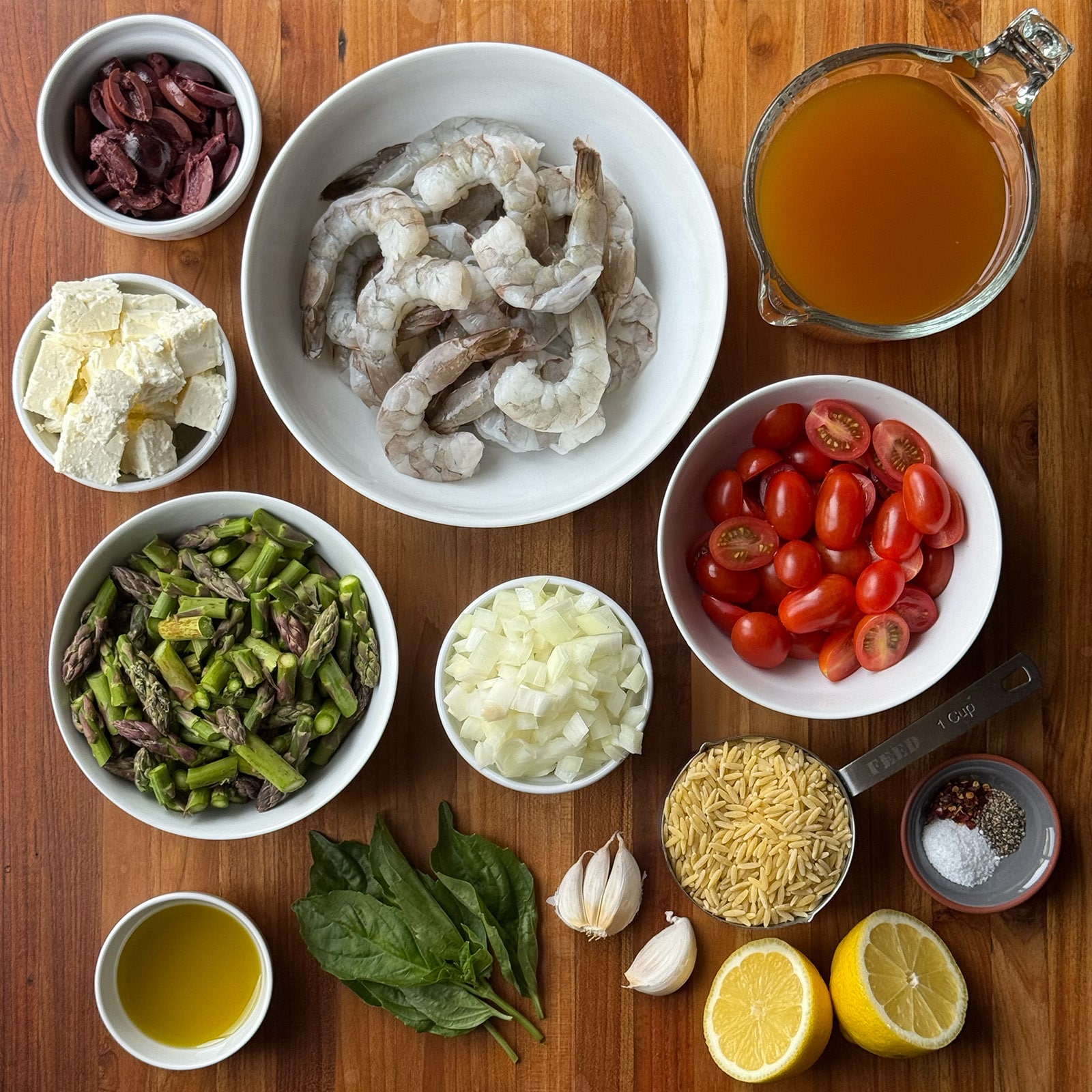 Ingredients for Shrimp and Orzo