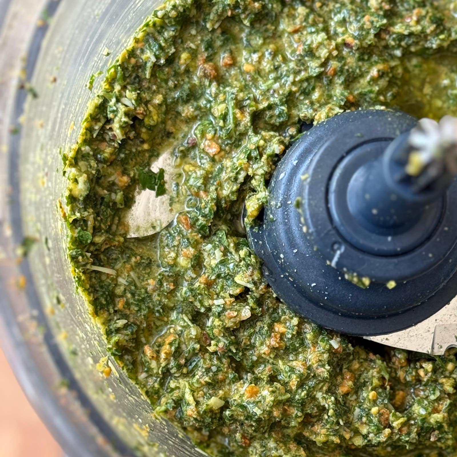Mint Pesto Blended in a Food Processor