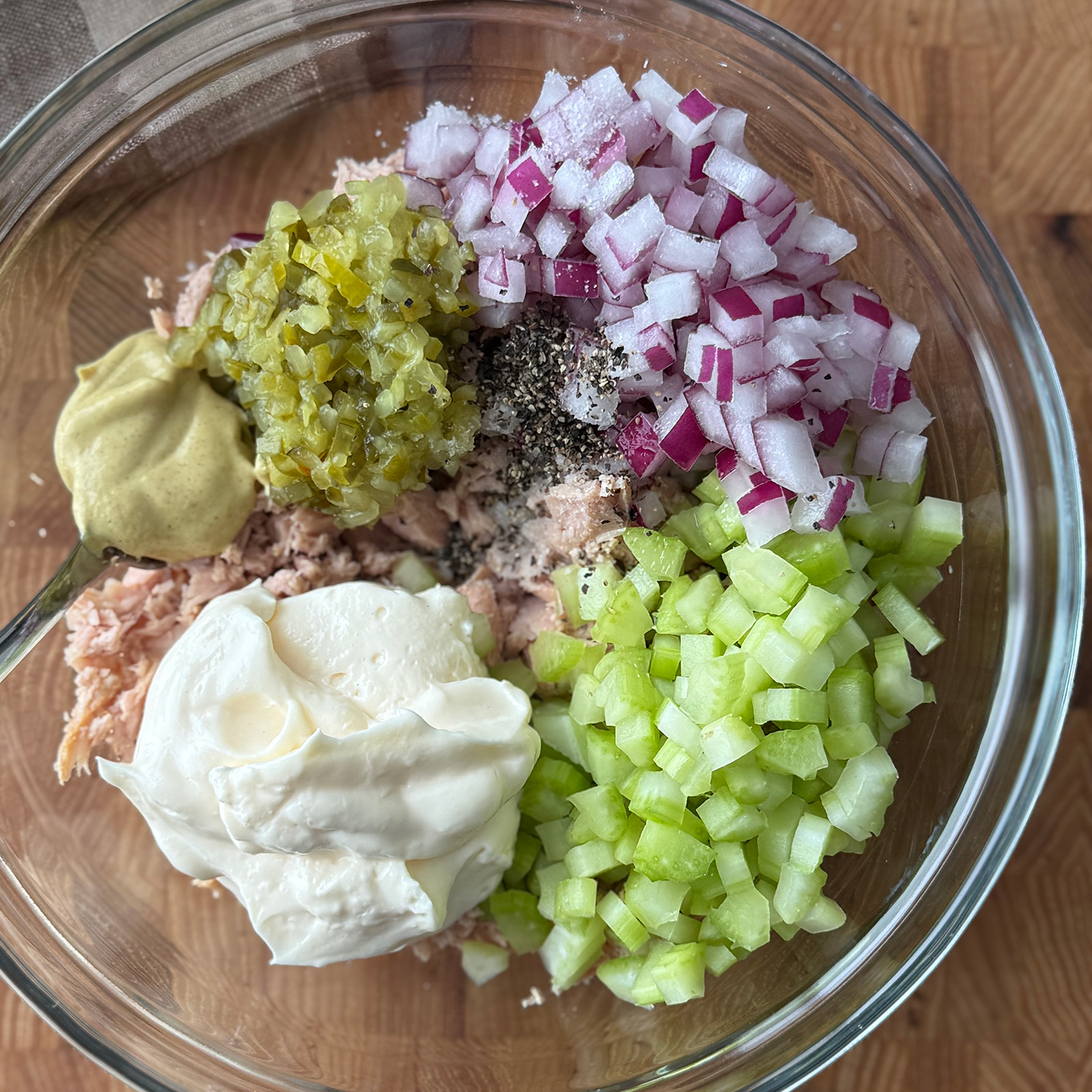 Tuna Salad Ingredients in a Bowl