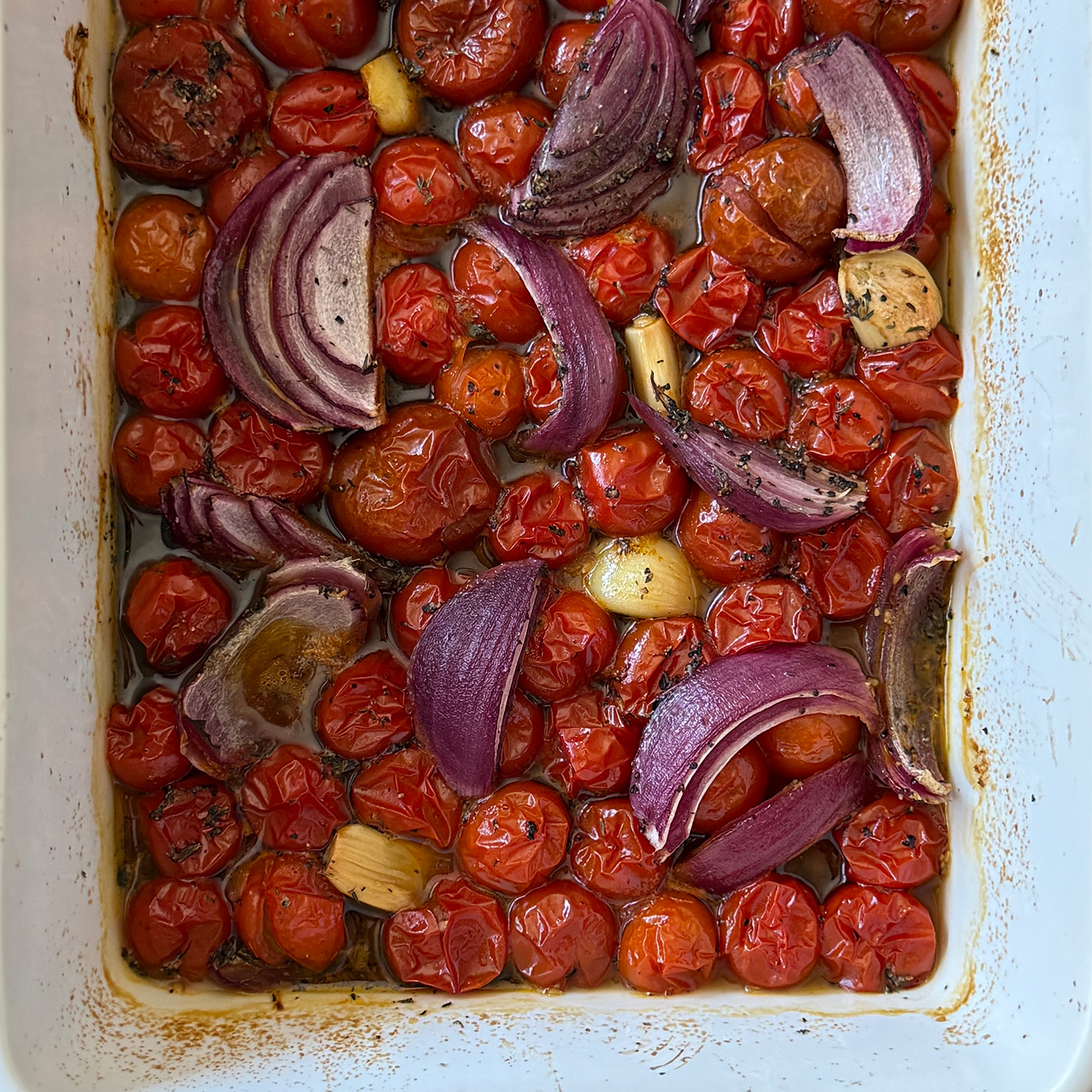 Roasted Cherry Tomato Onion and Garlic