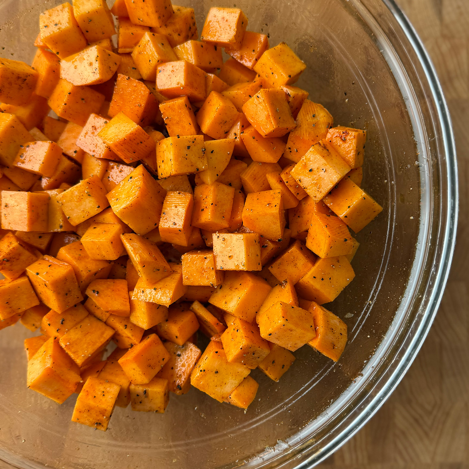Seasoned Raw Sweet Potato in a Bowl