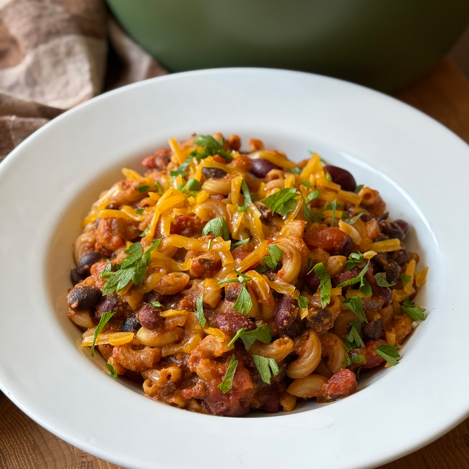 One Pot Chili Cheese Mac